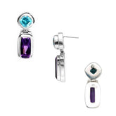 SE-7126-CO1 Sterling Silver Earring With Blue Topaz Q., Amethyst Q. Jewelry Bali Designs Inc